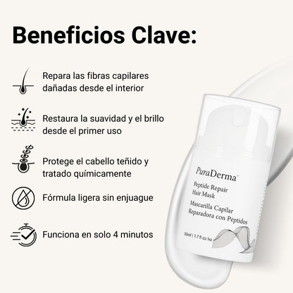 PuraDerma™ Mascarilla Reparadora con Péptidos para el Cabello